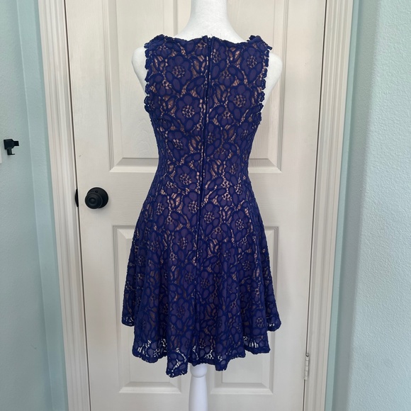 City Studio Royal Blue Lace Skater dress Size 9 - Picture 4 of 11